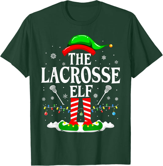 The Lacrosse Elf Funny Matching Xmas Lacrosse Christmas Lax T-Shirt - T-Shirt | Forest