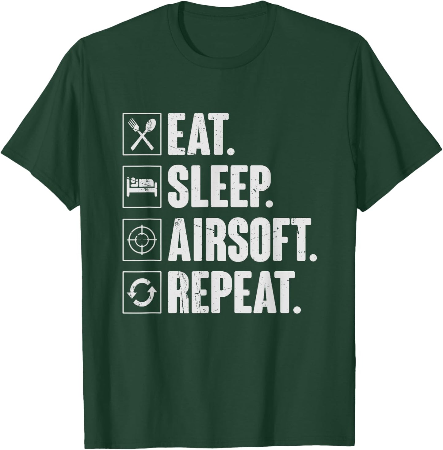Eat Sleep Airsoft Repeat - Funny Retro Air-Soft Sport Gift T-Shirt - T-Shirt | Forest