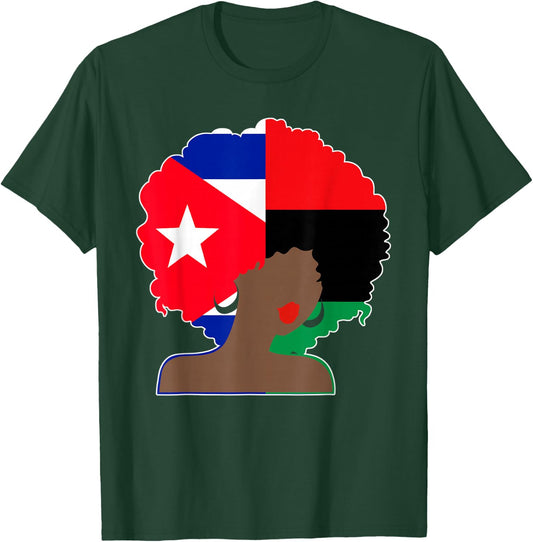 Puerto Rican African Black Woman Afro Hair Pride History T-Shirt - T-Shirt | Forest