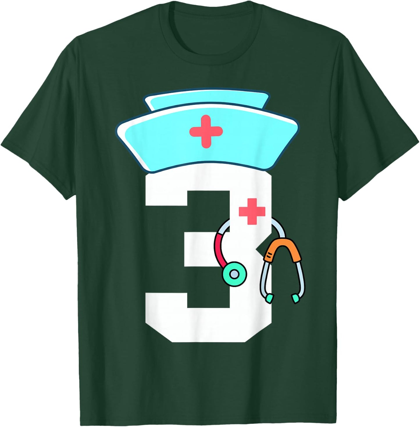 Toddler 3rd Birthday Nurse Doctor Themed Girl Kid 3 Year Old T-Shirt - T-Shirt | Forest