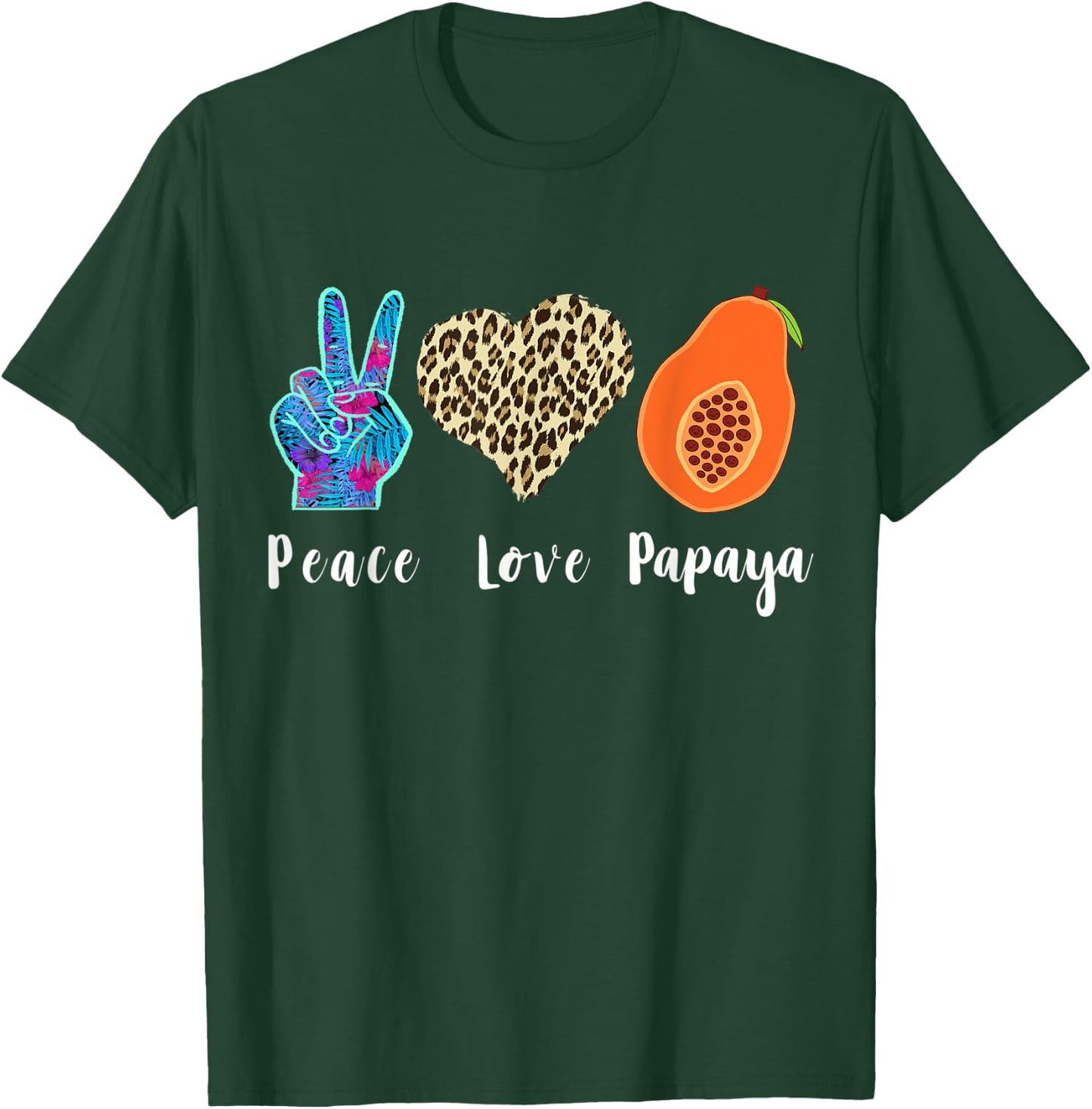 Papaya Love Peace Leopard Heart Fruit Lover Summer Fruit Women Kids T-Shirt - T-Shirt | Forest