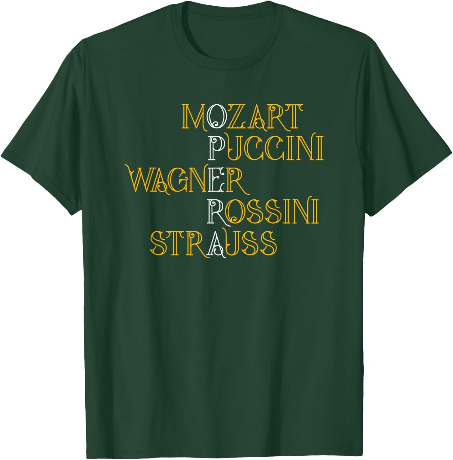 Opera Lover Gear Mozart Puccini Wagner Rossini Strauss T-Shirt - T-Shirt | Forest
