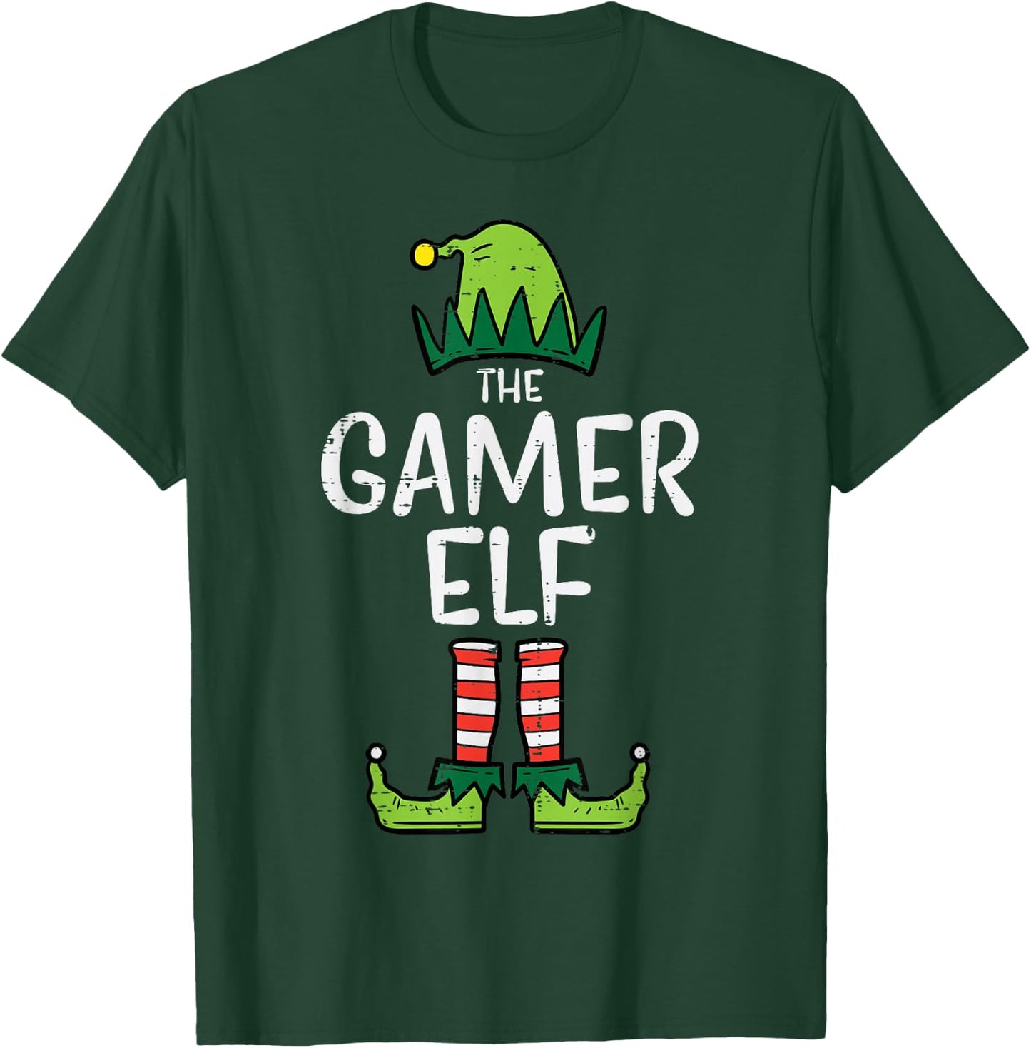 Gamer Elf Xmas Christmas Family Boys Men Kids Girls Youth T-Shirt - T-Shirt | Forest