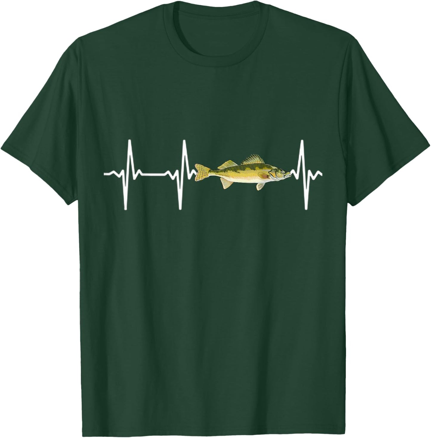 Walleye Heartbeat for Freshwater Fish Fishing Lovers T-Shirt - T-Shirt | Forest