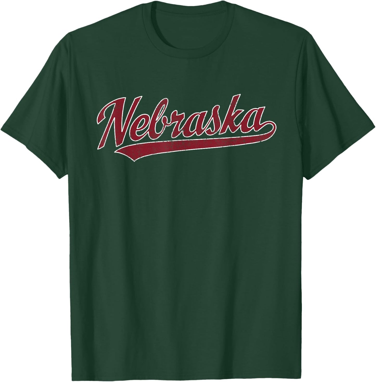Nebraska NE Vintage Sports Design Retro Script T-Shirt - T-Shirt | Forest