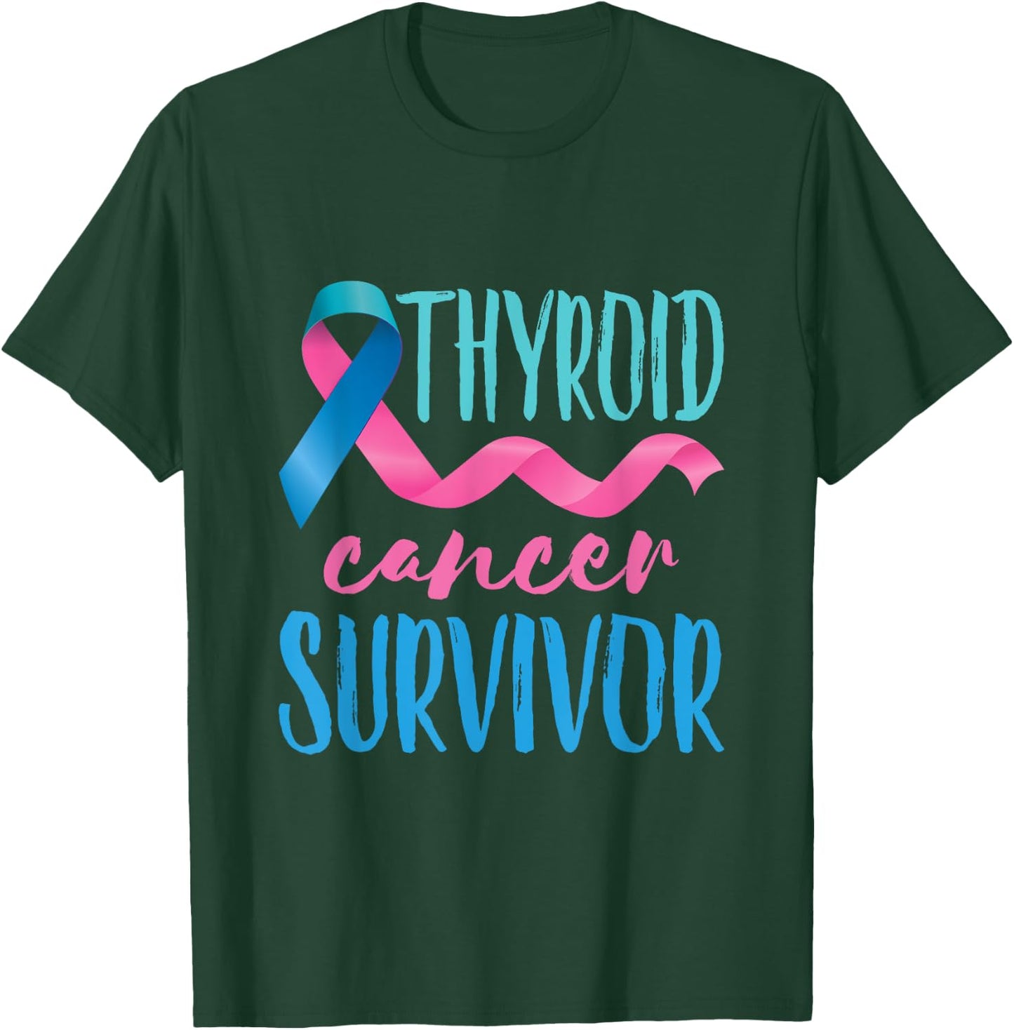Thyroid Cancer Survivor Awareness Products Ribbon T-Shirt - T-Shirt | Forest