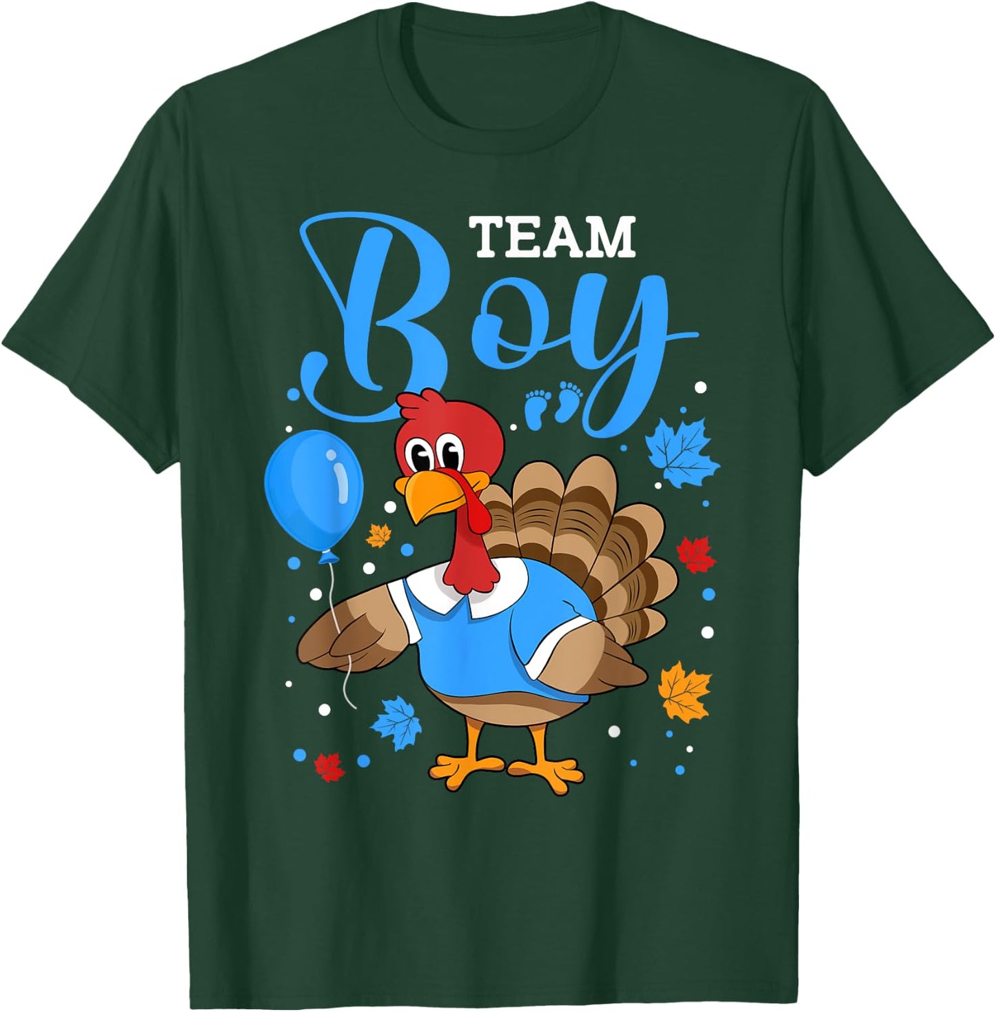 Team Boy Gender Reveal Baby Announcement Thanksgiving T-Shirt - T-Shirt | Forest