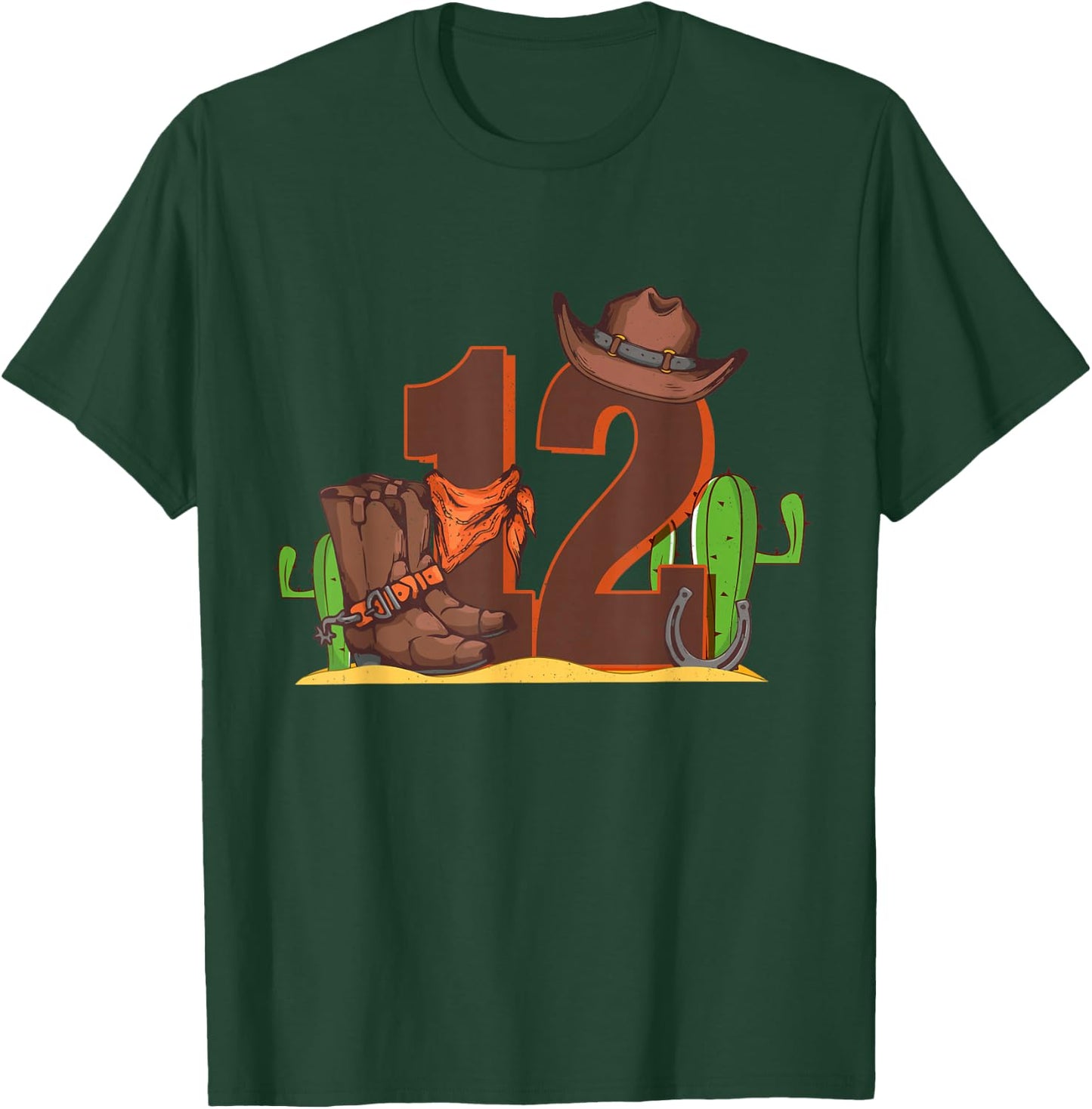 12th Birthday Boy 12 Year Old Rodeo Western Cowboy Howdy T-Shirt - T-Shirt | Forest