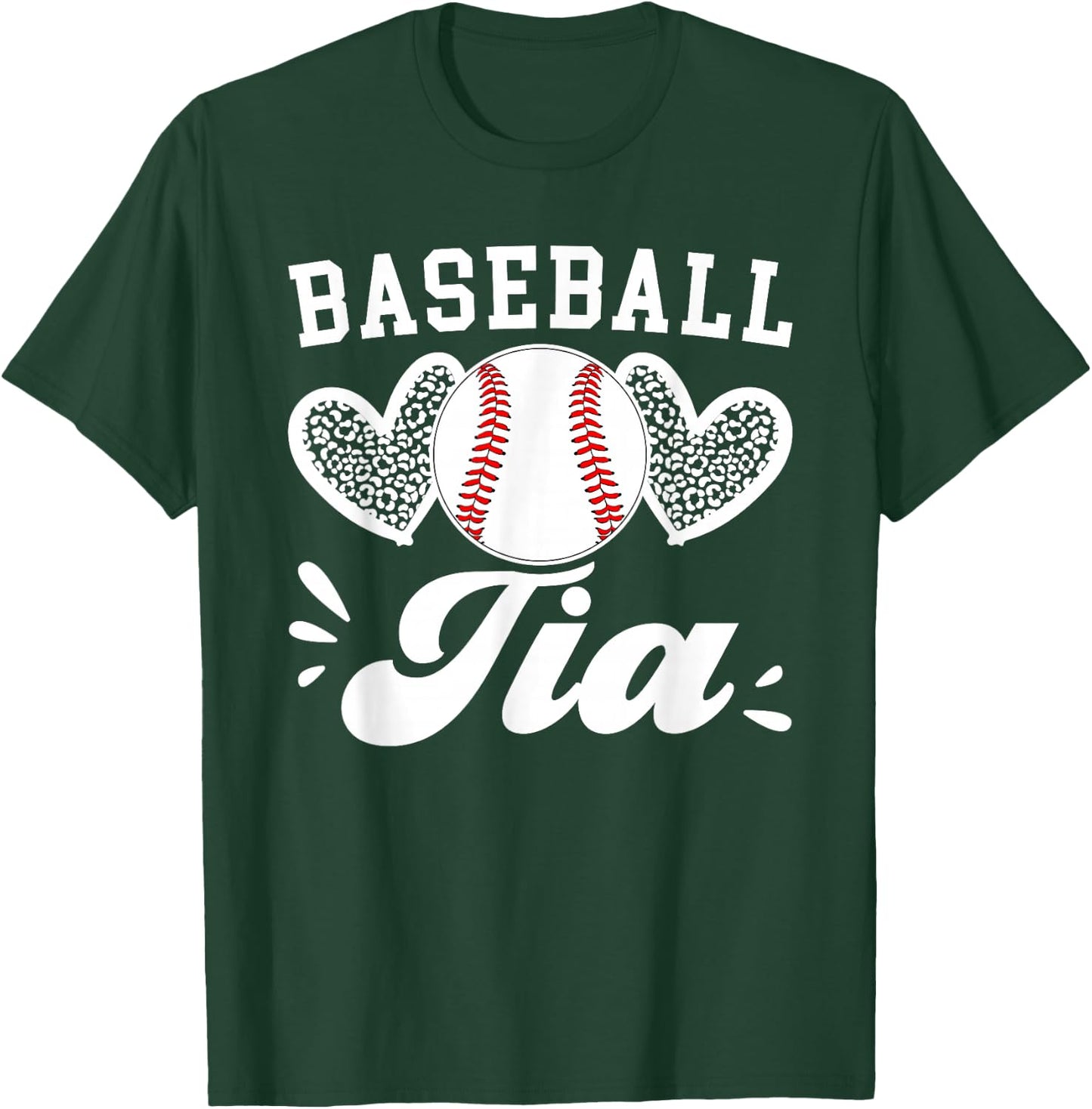 Baseball Tia Hearts Aunt Tia Of A Baseball Player Tia T-Shirt - T-Shirt | Forest