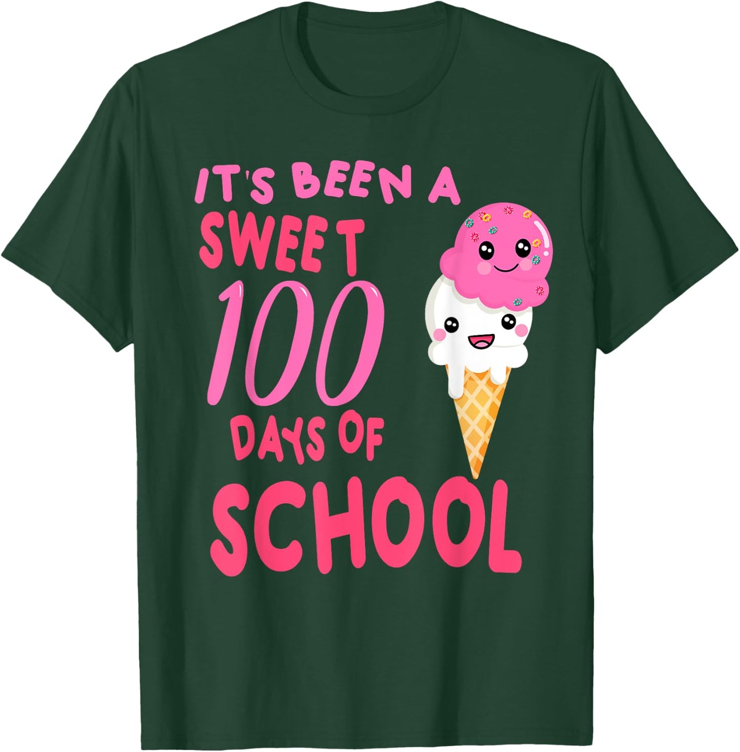 Ice Cream Cone 100 Days Of School Teacher T-Shirt - T-Shirt | Forest