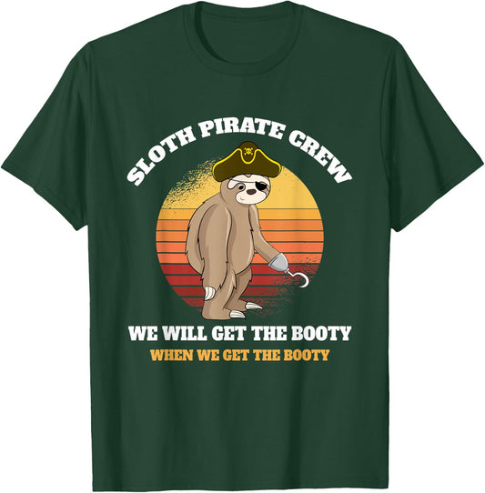 Sea Thief Sloth Pirate Crew Caribbean Funny Pirate T-Shirt - T-Shirt | Forest