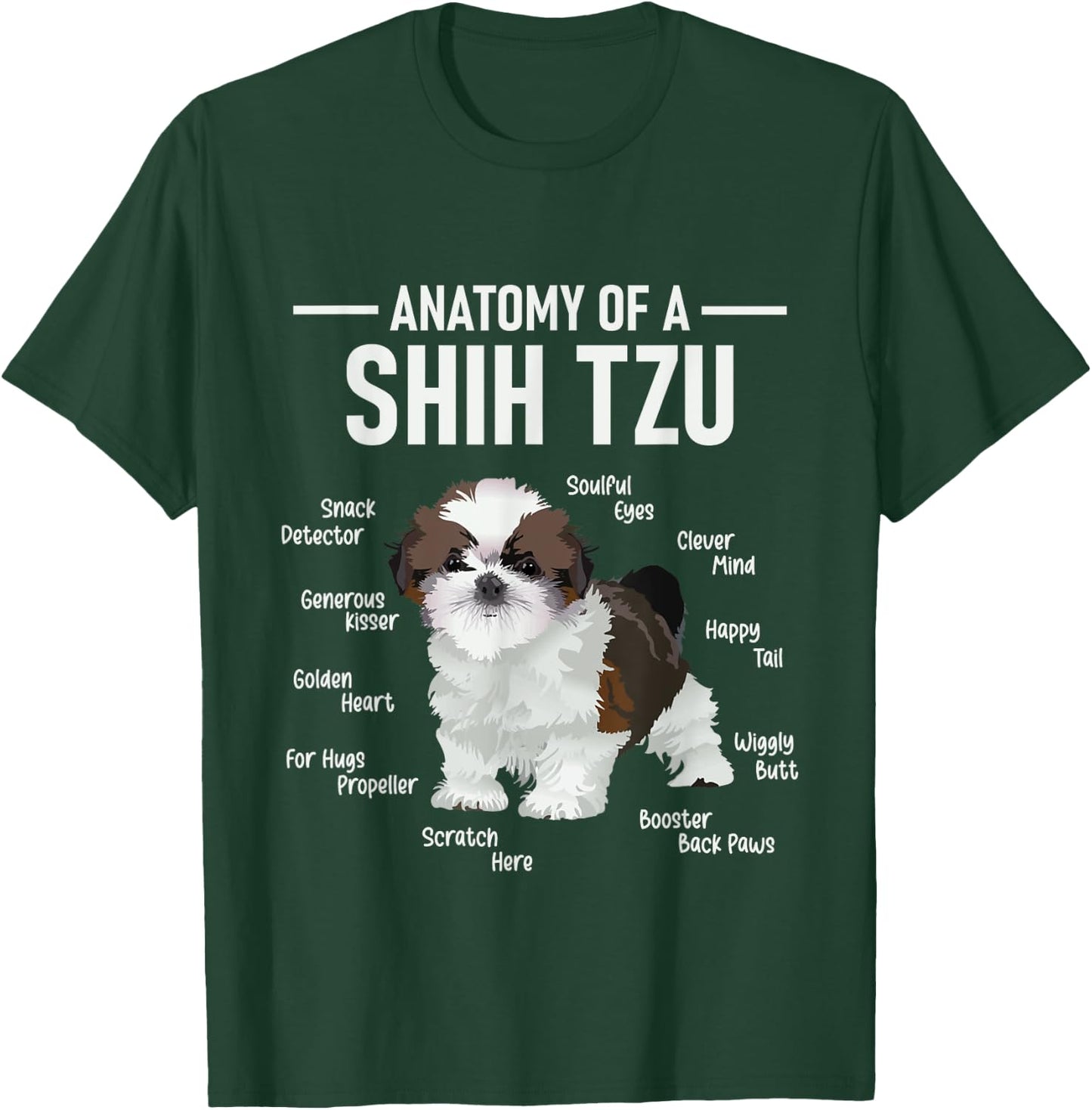 Anatomy Of Shih Tzu - Animal Dog Breeder Canine Lover T-Shirt - T-Shirt | Forest