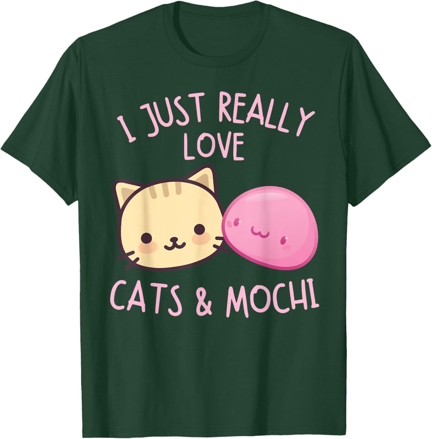 Cute Kawaii Girl Loves Pink Mochi Cat Asian Food Anime Women T-Shirt - T-Shirt | Forest