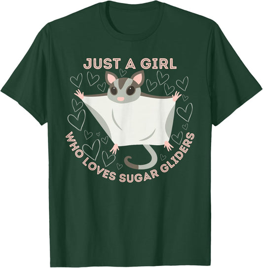 Just a Girl Who Loves Sugar Gliders Cute Sugar Glider Lover T-Shirt - T-Shirt | Forest
