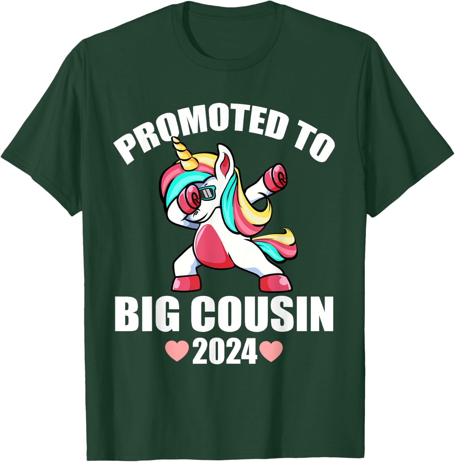 Dabbing Unicorn Shirts For Kids, Promoted To Big Cousin 2024 T-Shirt - T-Shirt | Forest