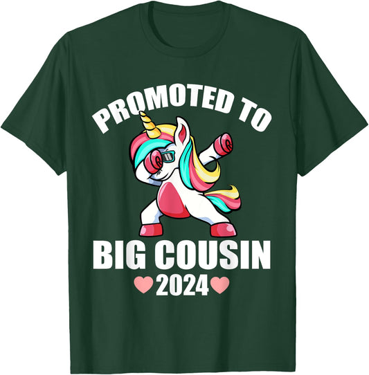 Dabbing Unicorn Shirts For Kids, Promoted To Big Cousin 2024 T-Shirt - T-Shirt | Forest