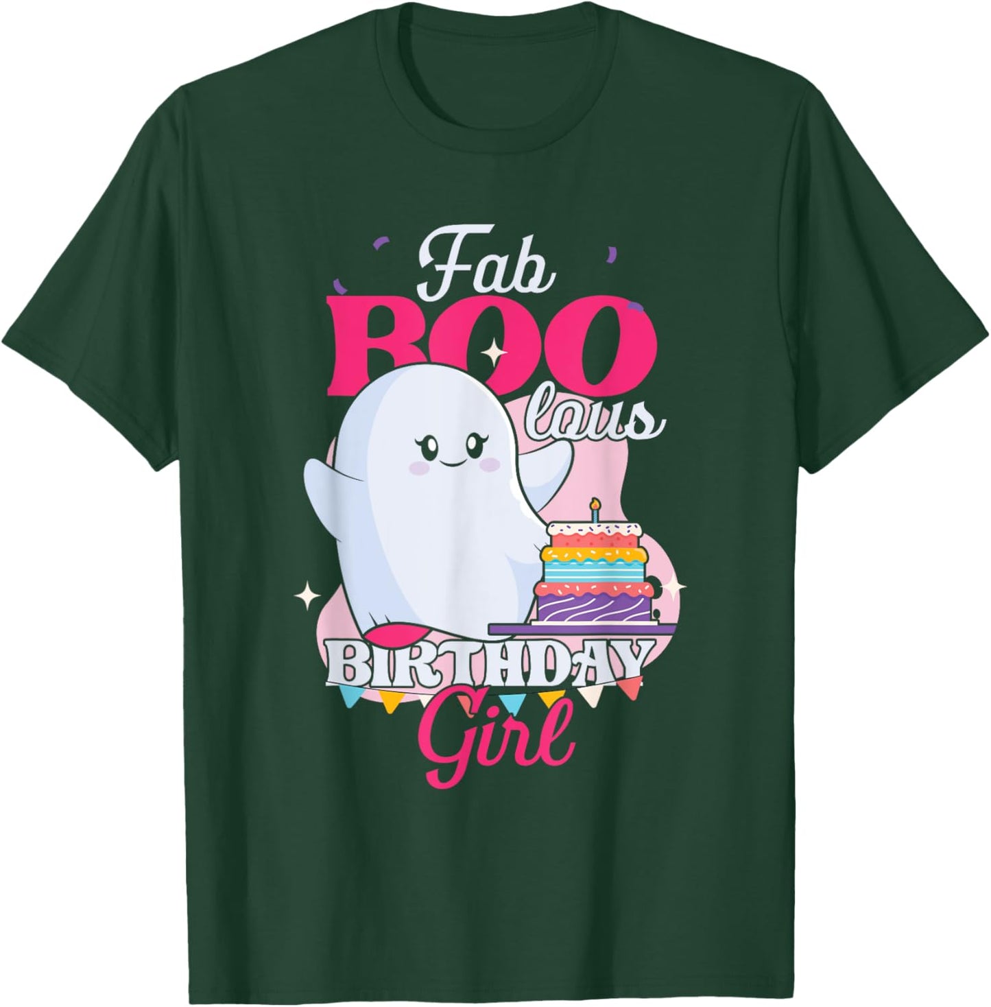 Cute Ghost | Faboolous Girl Birthday | Birthday Party T-Shirt - T-Shirt | Forest