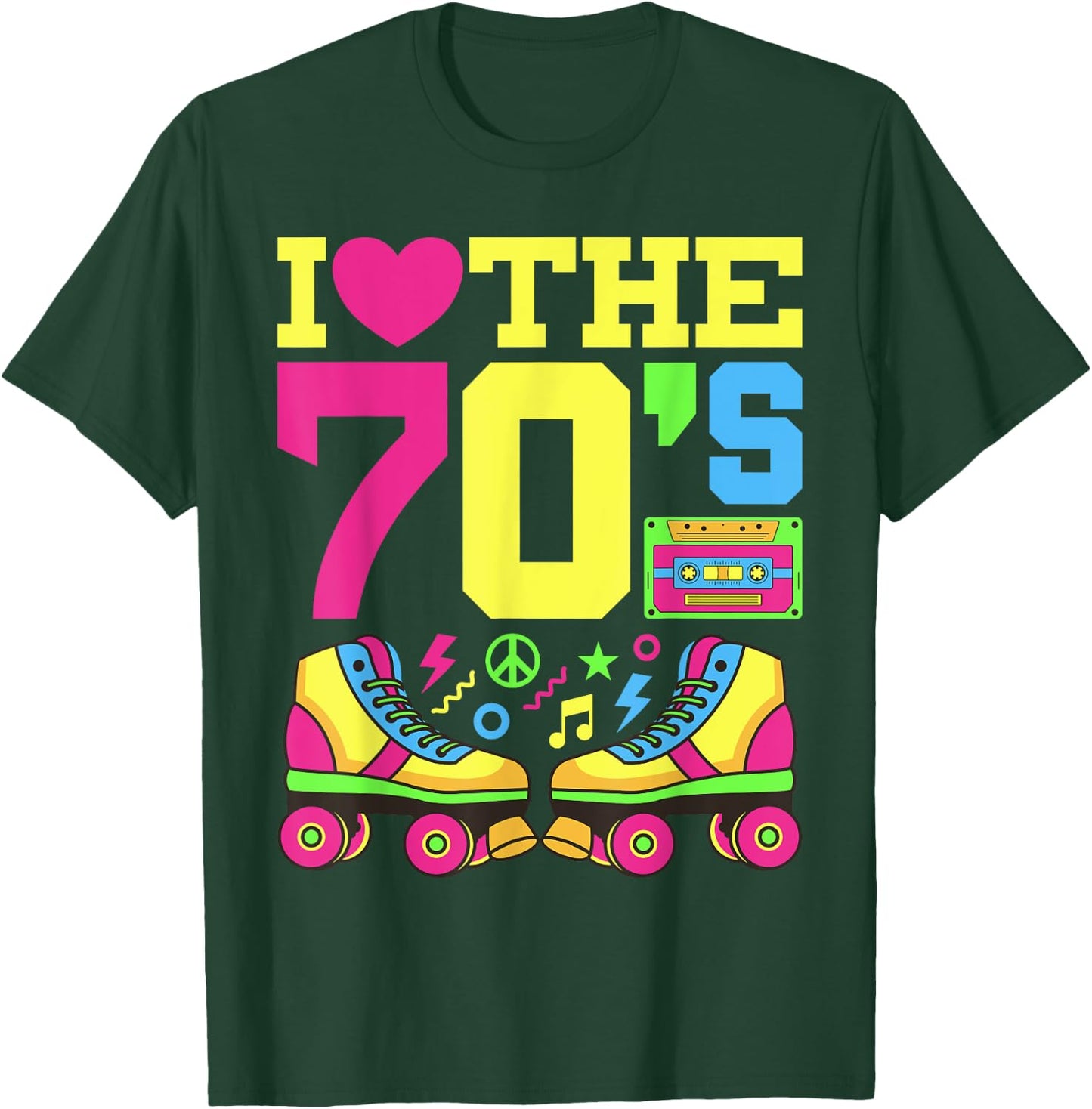 Heart 70s 1970s Fashion Theme Party Outfit Seventies Costume T-Shirt - T-Shirt | Forest