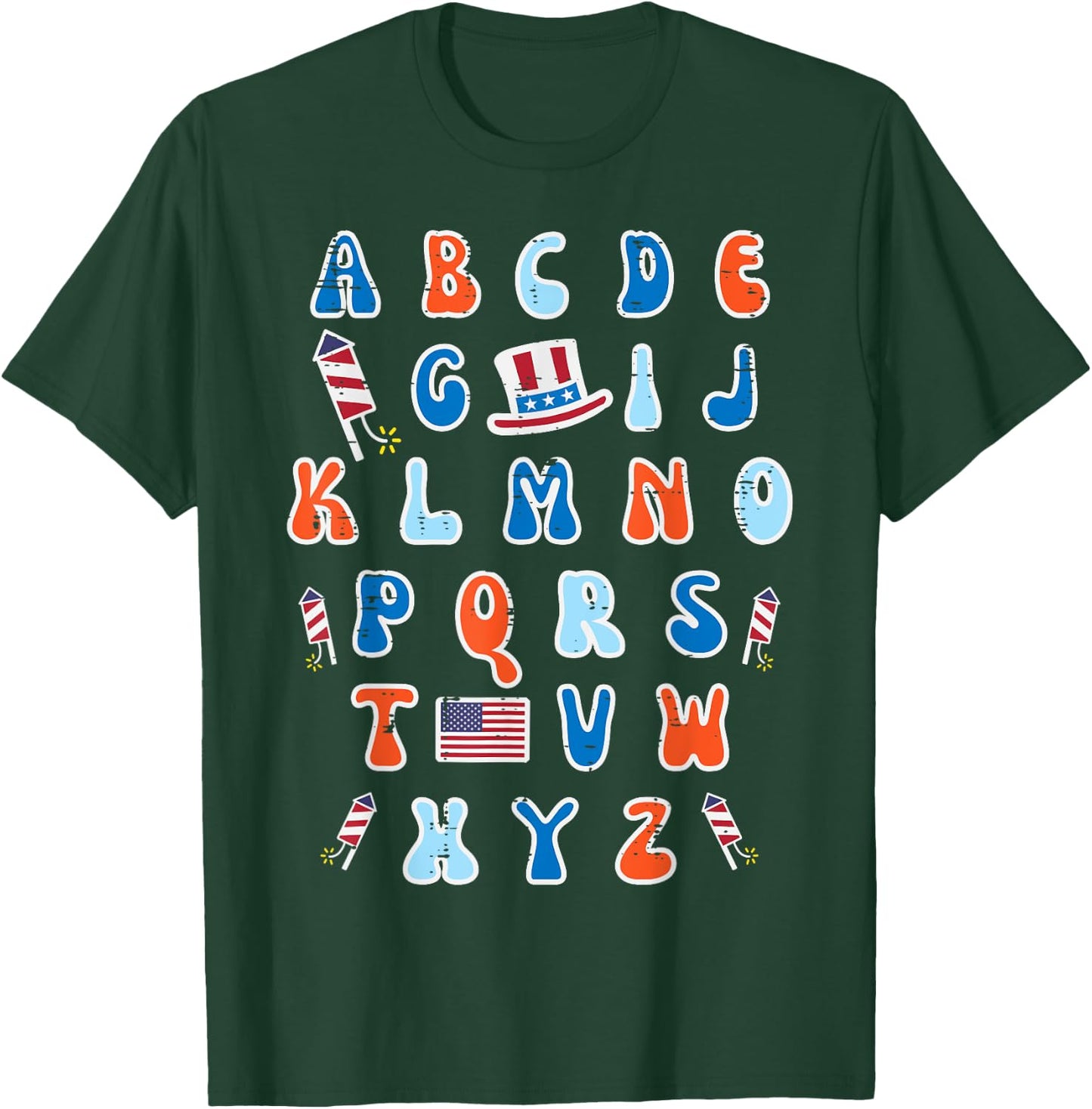4th Of July Abc Alphabet Patriotic Preschool Teacher Women T-Shirt - T-Shirt | Forest