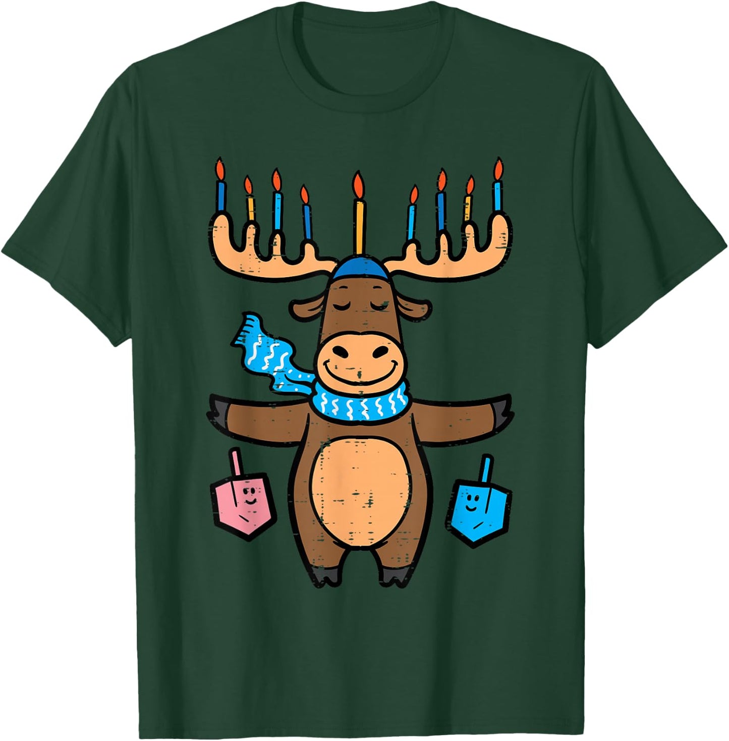 Hanukkah Moose Menorah Antler Chanukah Boys Kids Women Men T-Shirt - T-Shirt | Forest