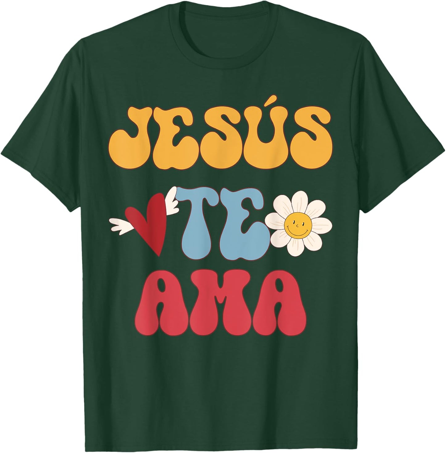 Groovy Spanish, Jesus Loves You Christian 70's Hippie T-Shirt - T-Shirt | Forest