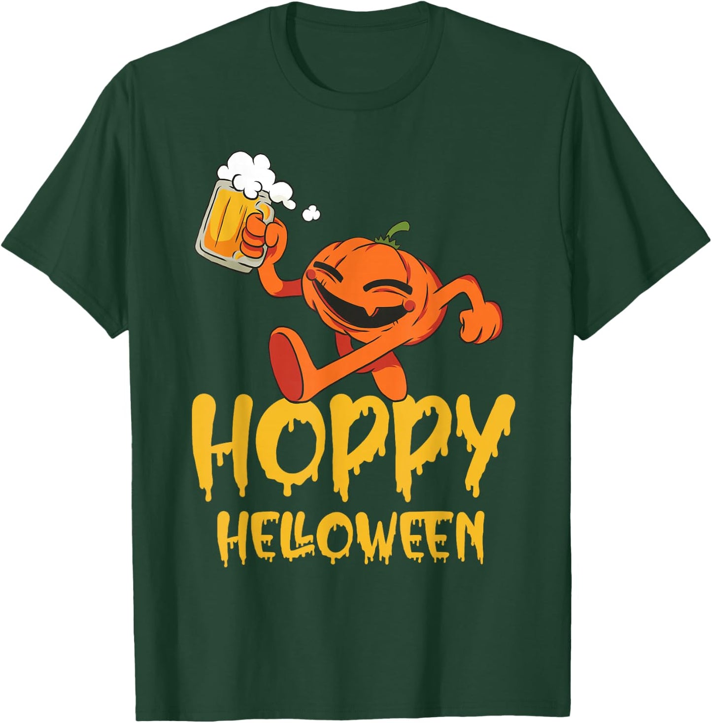 Pumpkin with Beer Mug Funny Hoppy Halloween T-Shirt - T-Shirt | Forest