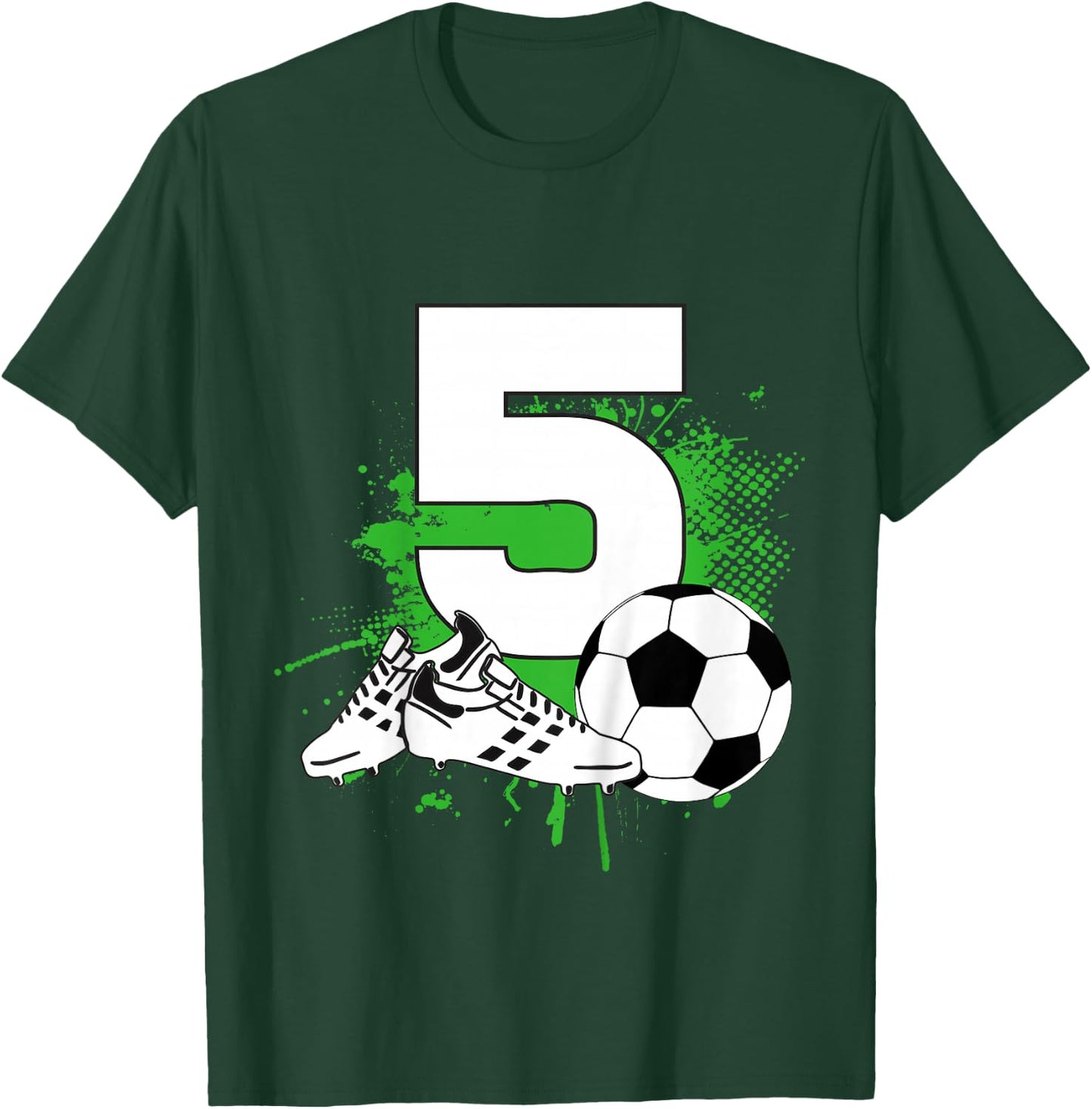 Kids 5th Birthday Boys 5 Years Soccer Football Player Birthday T-Shirt - T-Shirt | Forest