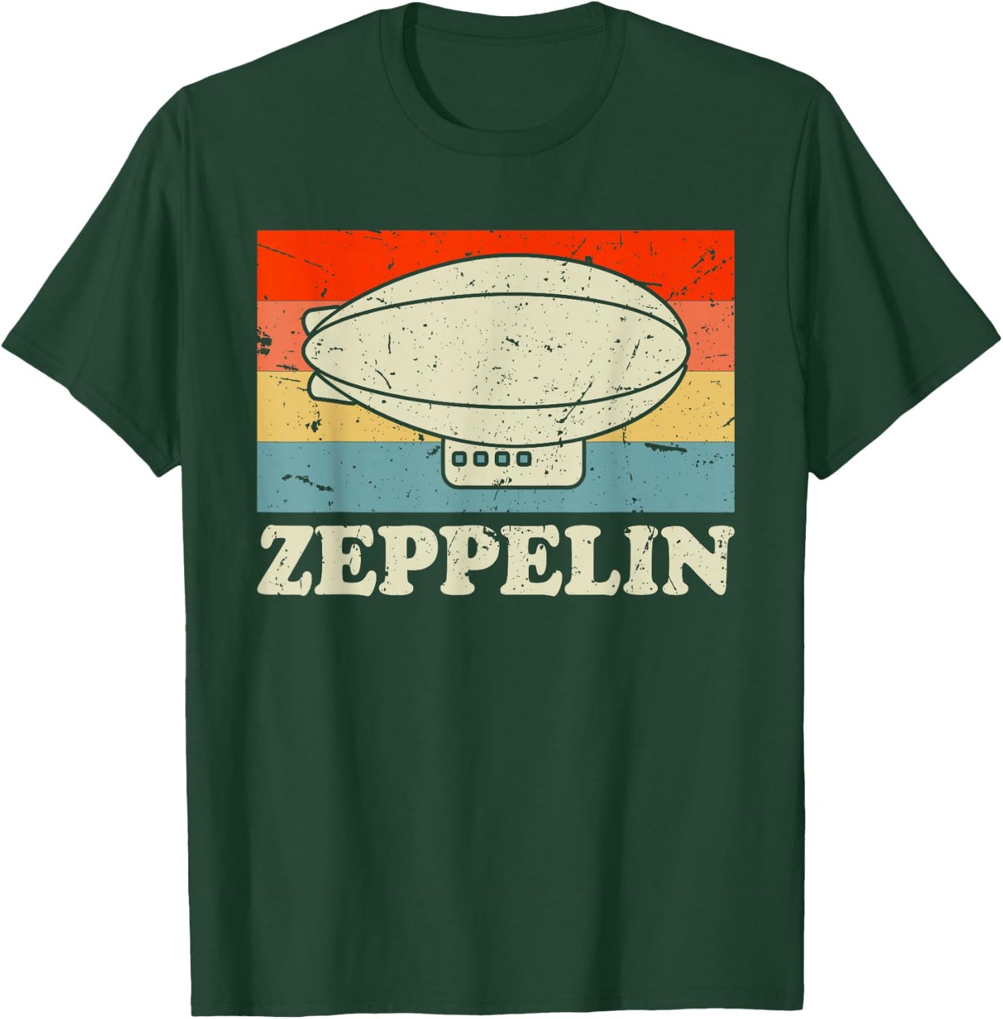 Zeppelin Retro Vintage Sunset 70s 80s Distressed Dirigible T-Shirt - T-Shirt | Forest