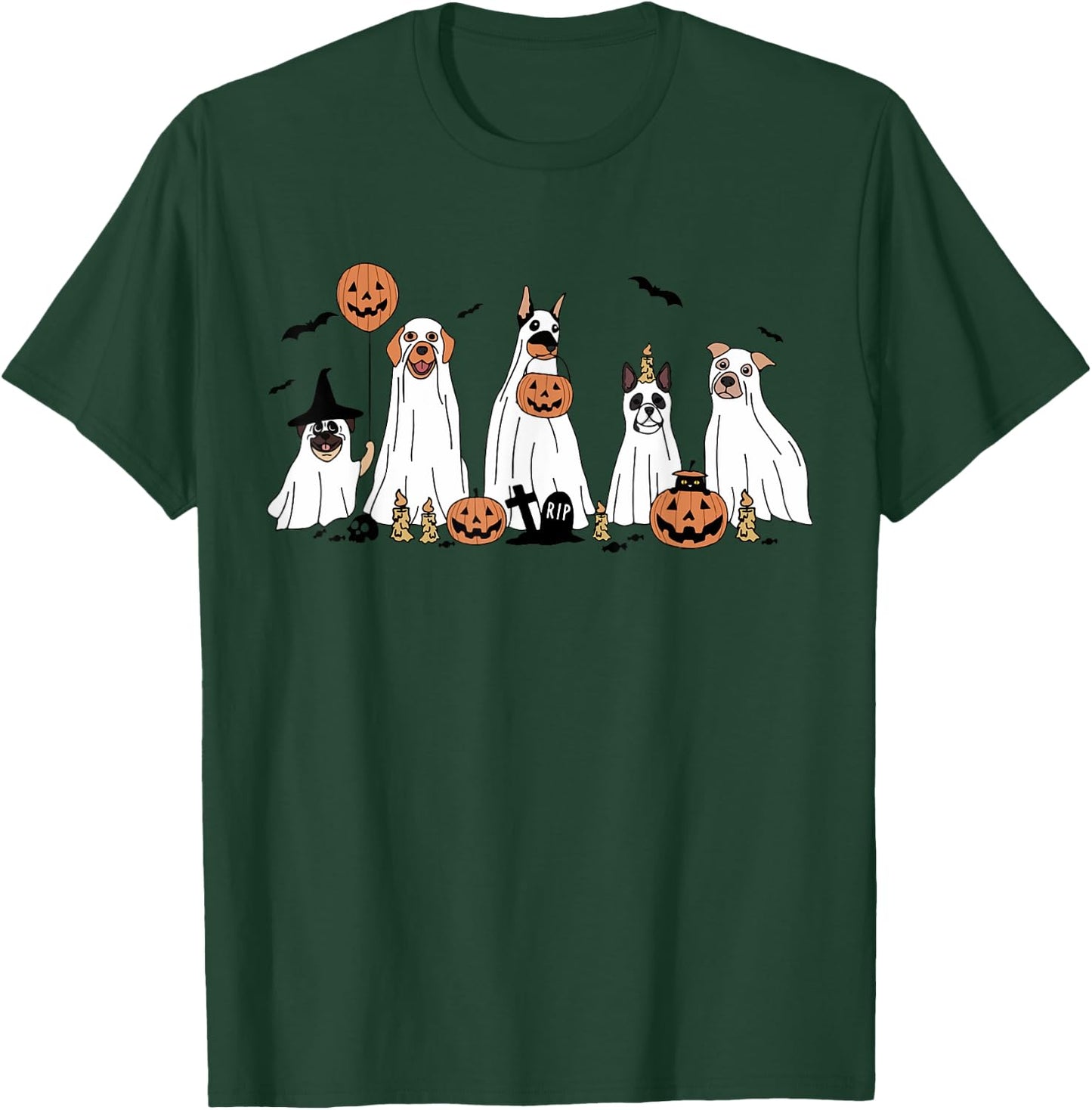 Funny Cute boo Spooky Dogs Luv Dressed as Ghosts T-Shirt - T-Shirt | Forest