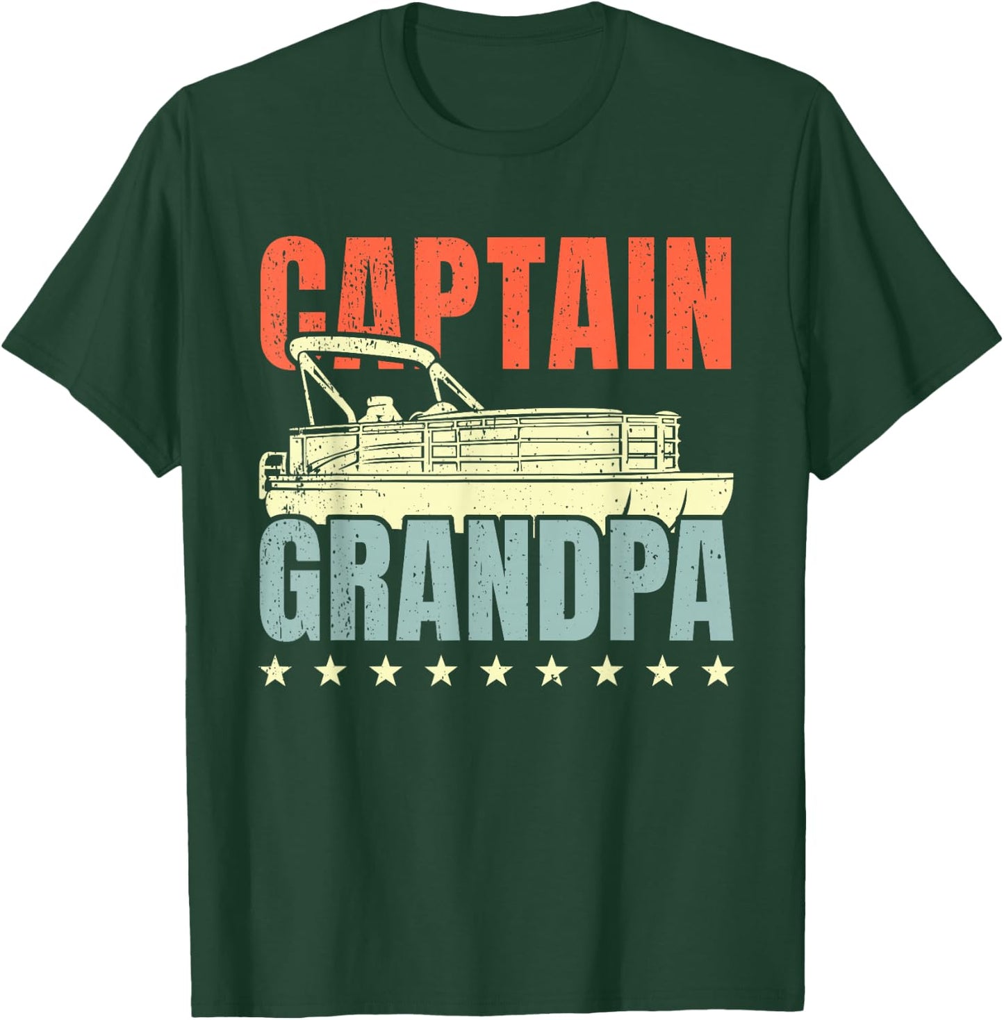 Grandpa Pontoon Boat Captain I Old Man Pontoon Boating T-Shirt - T-Shirt | Forest