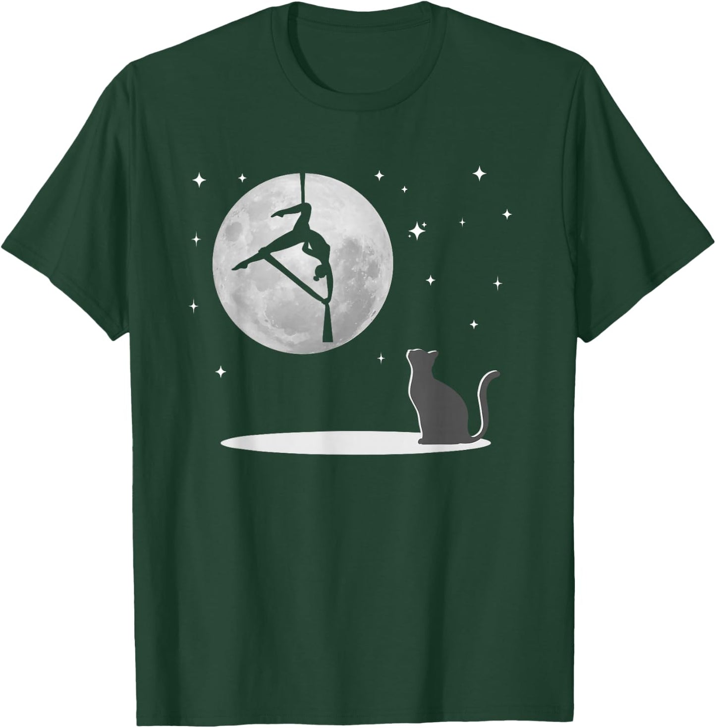 Fly Aerial Yoga Hammock Silks, Stars and Moon Cat, Cat Lover T-Shirt - T-Shirt | Forest