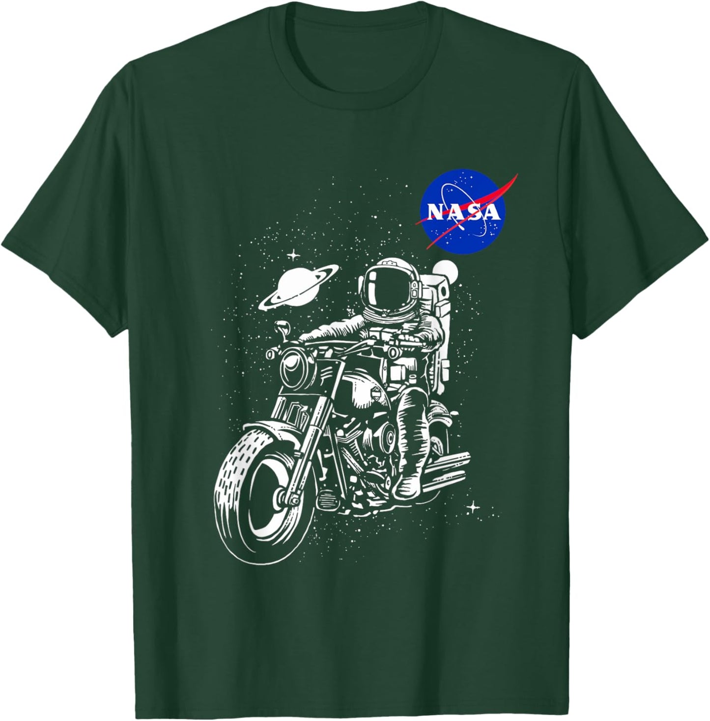 NASA Astronaut Motorcycle Rider in the Galaxy T-Shirt - T-Shirt | Forest