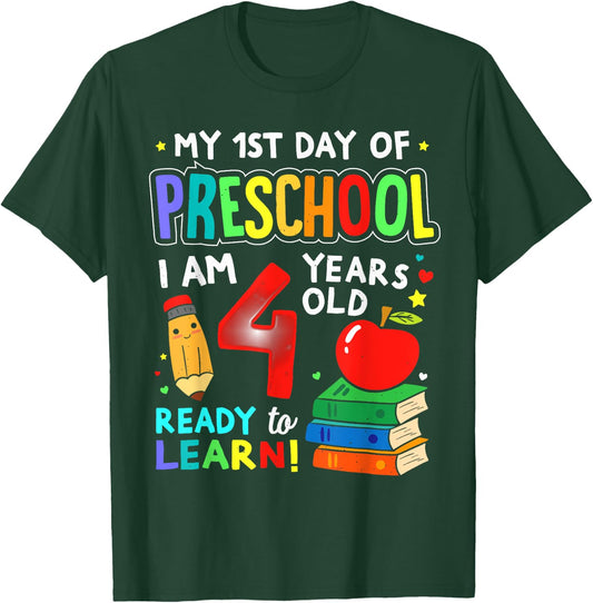 My First Day of Preschool Boys Girls 1st Day of Prek Kids T-Shirt - T-Shirt | Forest