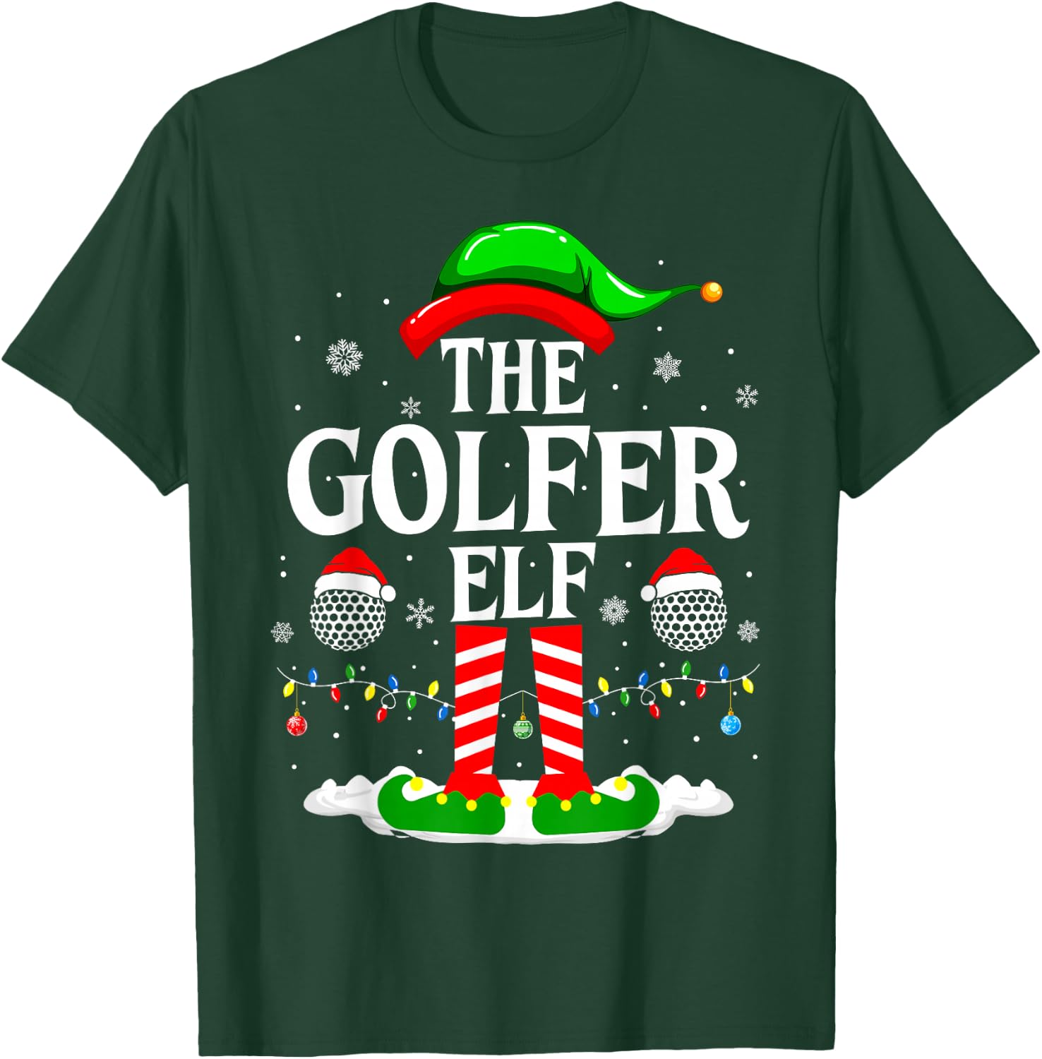The Golfer Elf Funny Matching Xmas Golfing Christmas Golf T-Shirt - T-Shirt | Forest