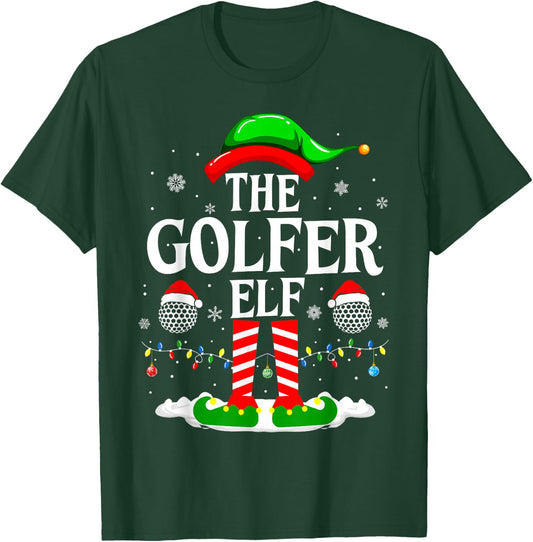 The Golfer Elf Funny Matching Xmas Golfing Christmas Golf T-Shirt - T-Shirt | Forest