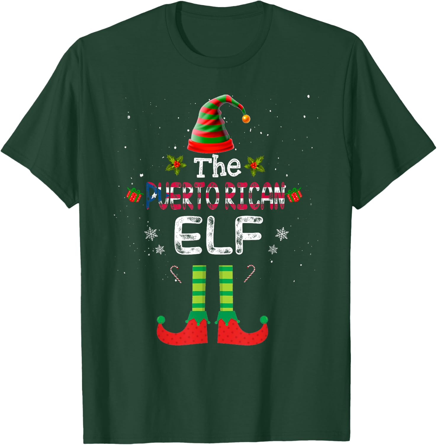 Puerto Rican Elf Group Matching Family Christmas Outfit Set T-Shirt - T-Shirt | Forest