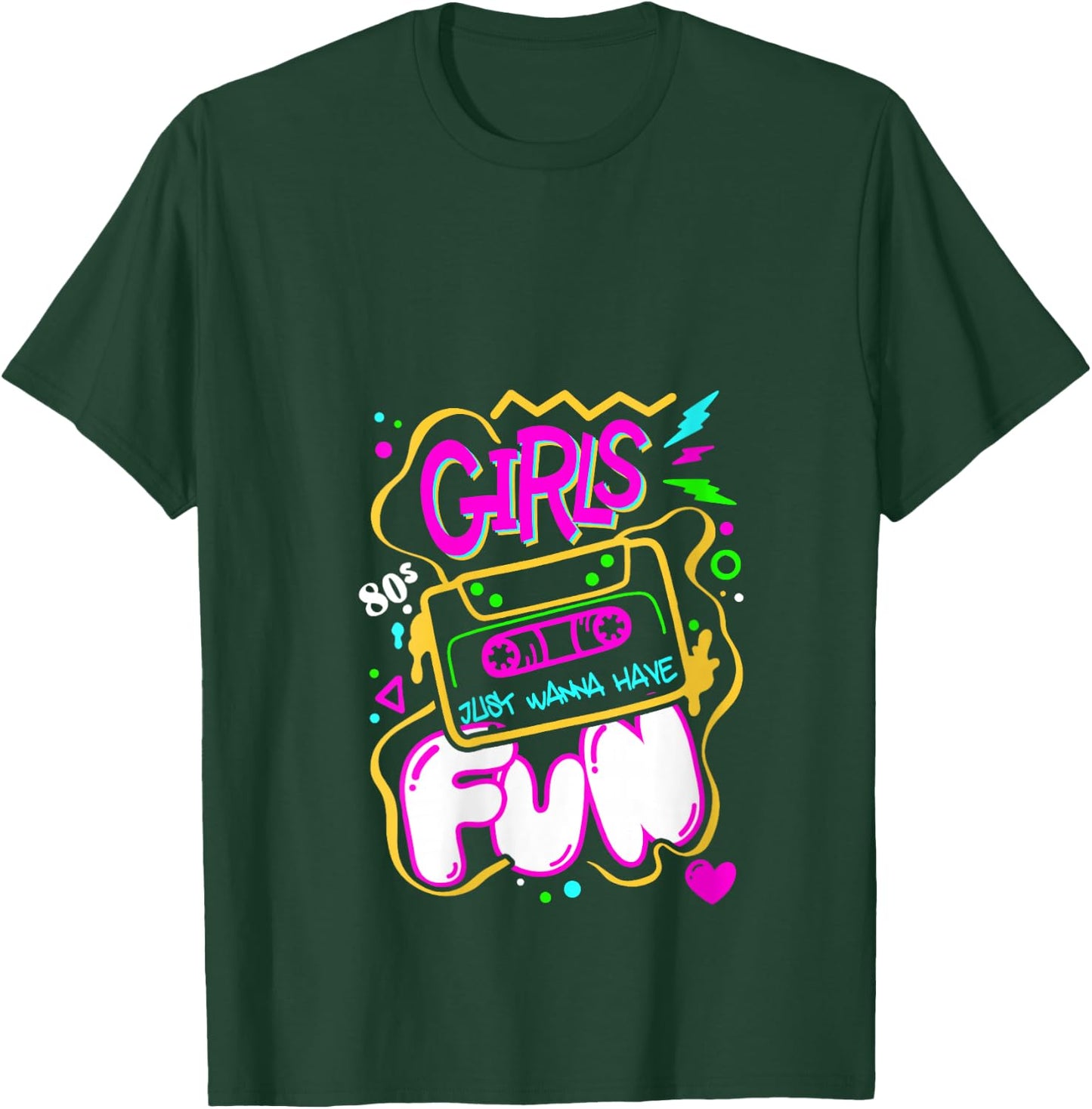 Girls Just Wanna Have Fun Nostalgia 1980s V-Neck T-Shirt - T-Shirt | Forest