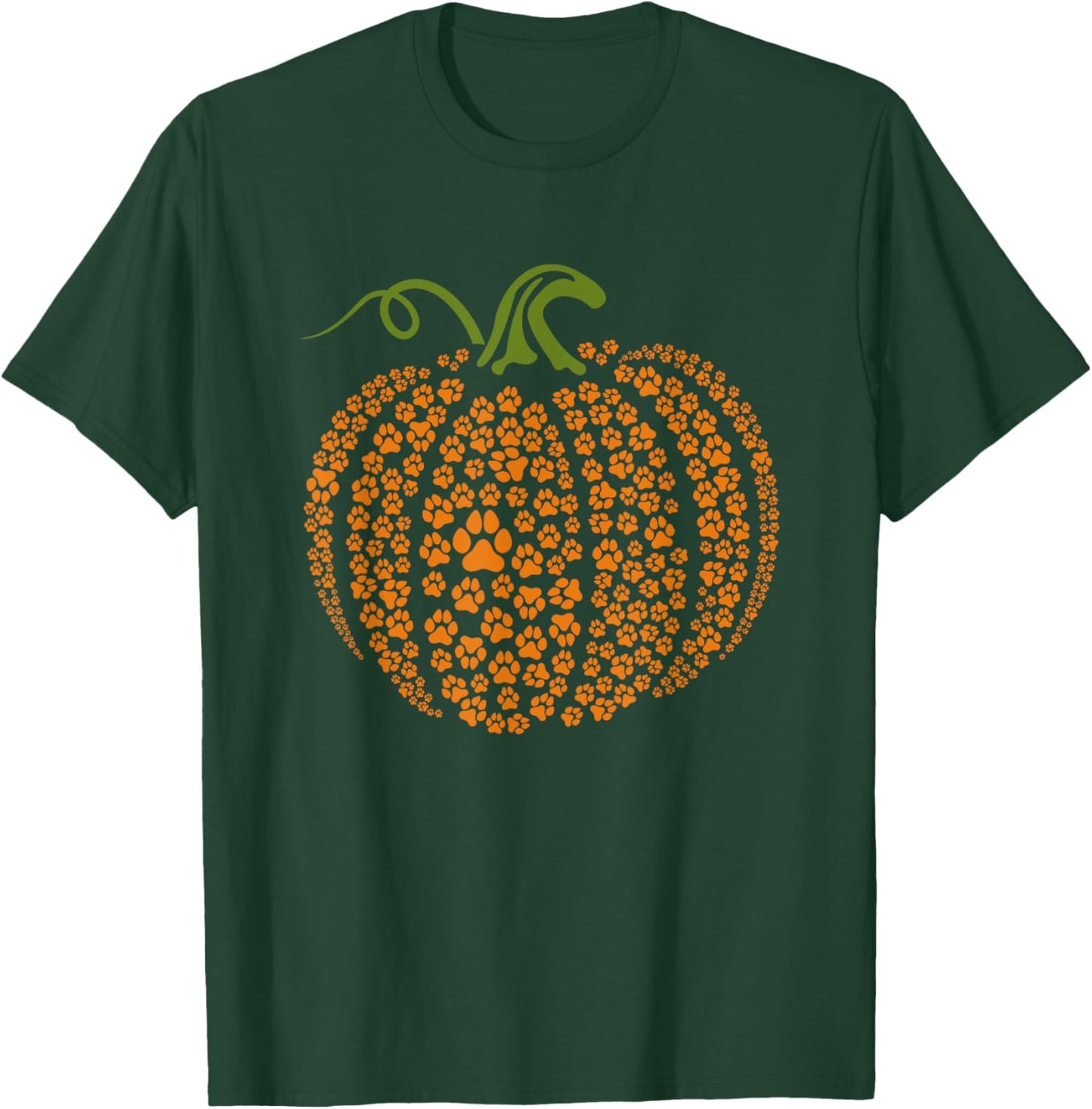 Pumpkin Dog Paw Print Lazy Halloween Costume Puppy Lover T-Shirt - T-Shirt | Forest