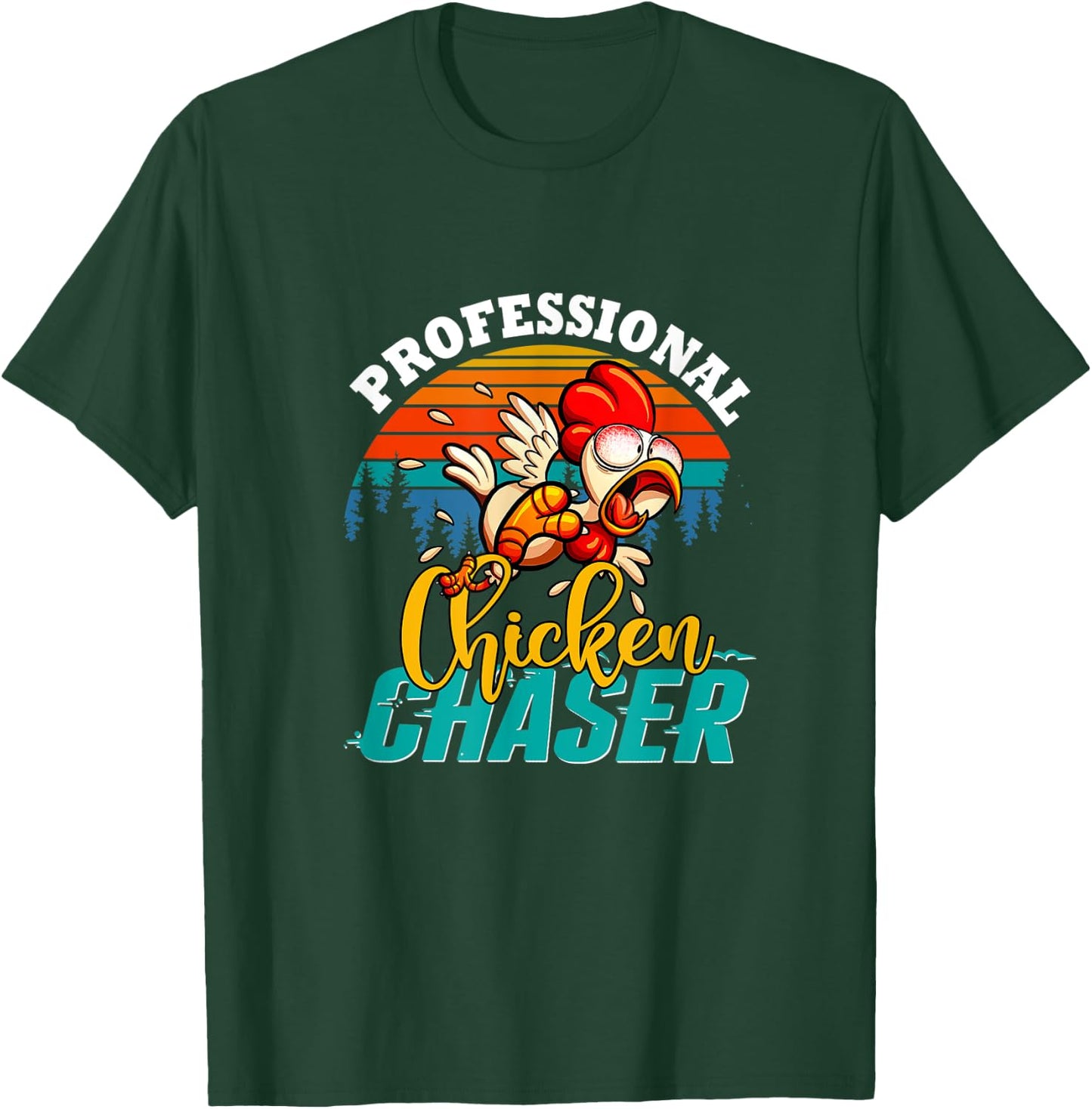 Professional Chicken Chaser Vintage Retro Running Animal T-Shirt - T-Shirt | Forest