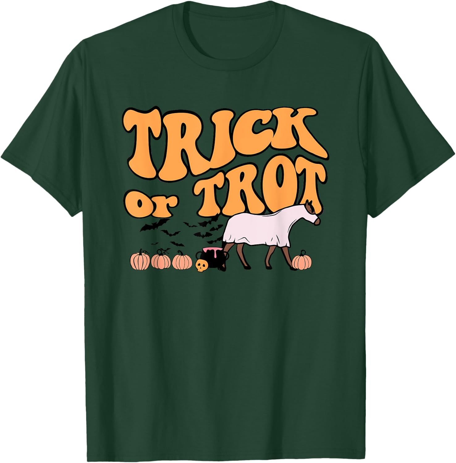 Retro Halloween Horse Spooky Horse Lover Trick Or Trot T-Shirt - T-Shirt | Forest