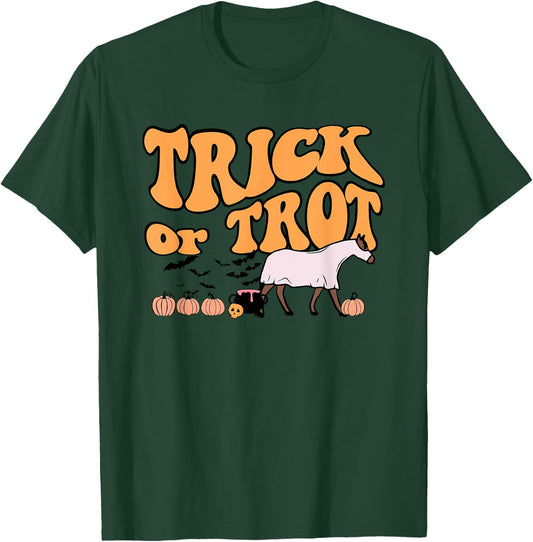 Retro Halloween Horse Spooky Horse Lover Trick Or Trot T-Shirt - T-Shirt | Forest