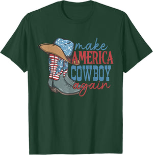 Make America Cowgirl Cowboy Again Western 4th of July T-Shirt - T-Shirt | Forest