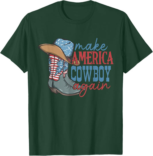 Make America Cowgirl Cowboy Again Western 4th of July T-Shirt - T-Shirt | Forest
