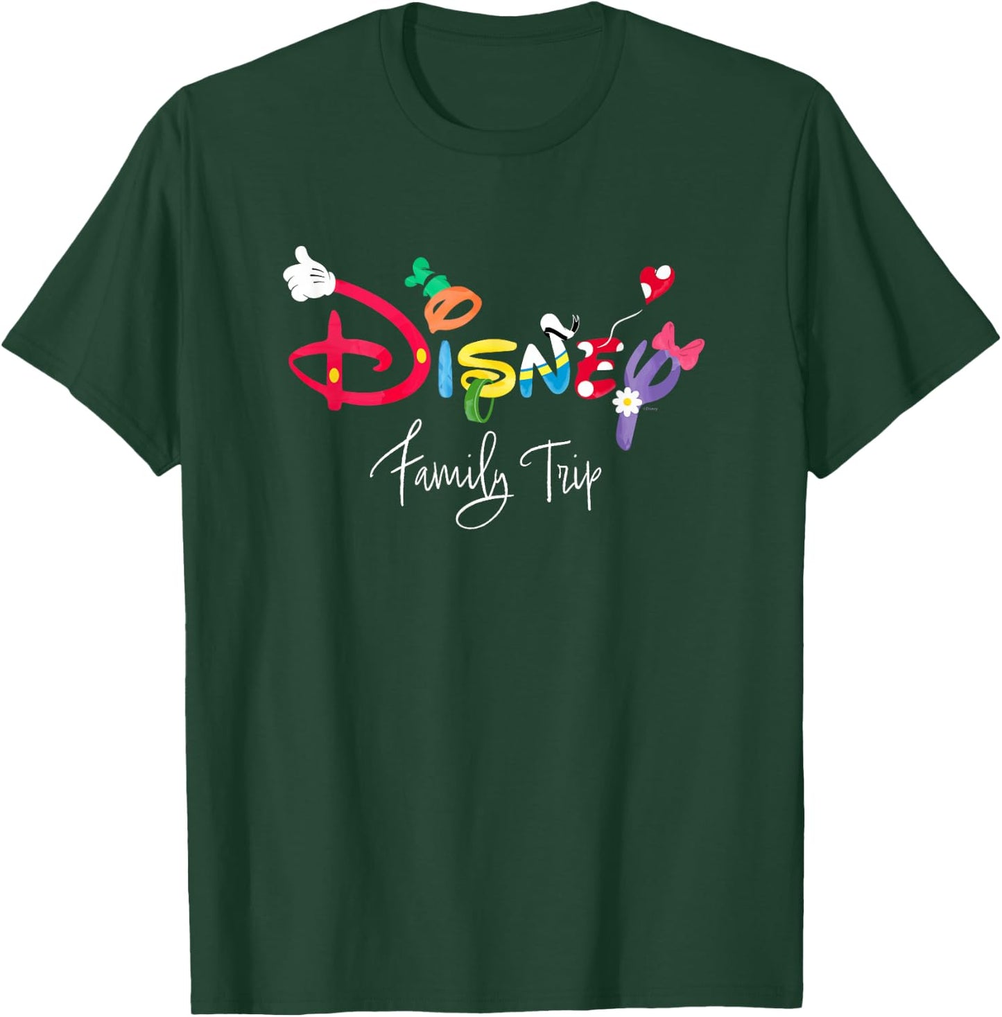 Disney Mickey & Friends Character Letters Disney Family Trip T-Shirt - T-Shirt | Forest