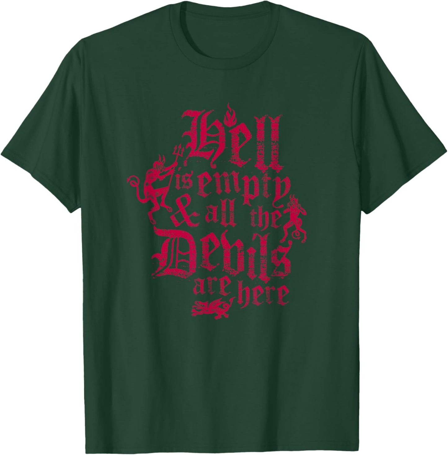 Hell is Empty -Tempest Vintage Distressed Gothic Shakespeare T-Shirt - T-Shirt | Forest