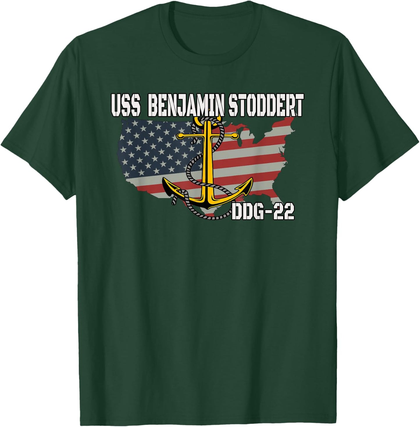 USS Benjamin Stoddert DDG-22 Destroyer Veterans Day Father T-Shirt - T-Shirt | Forest