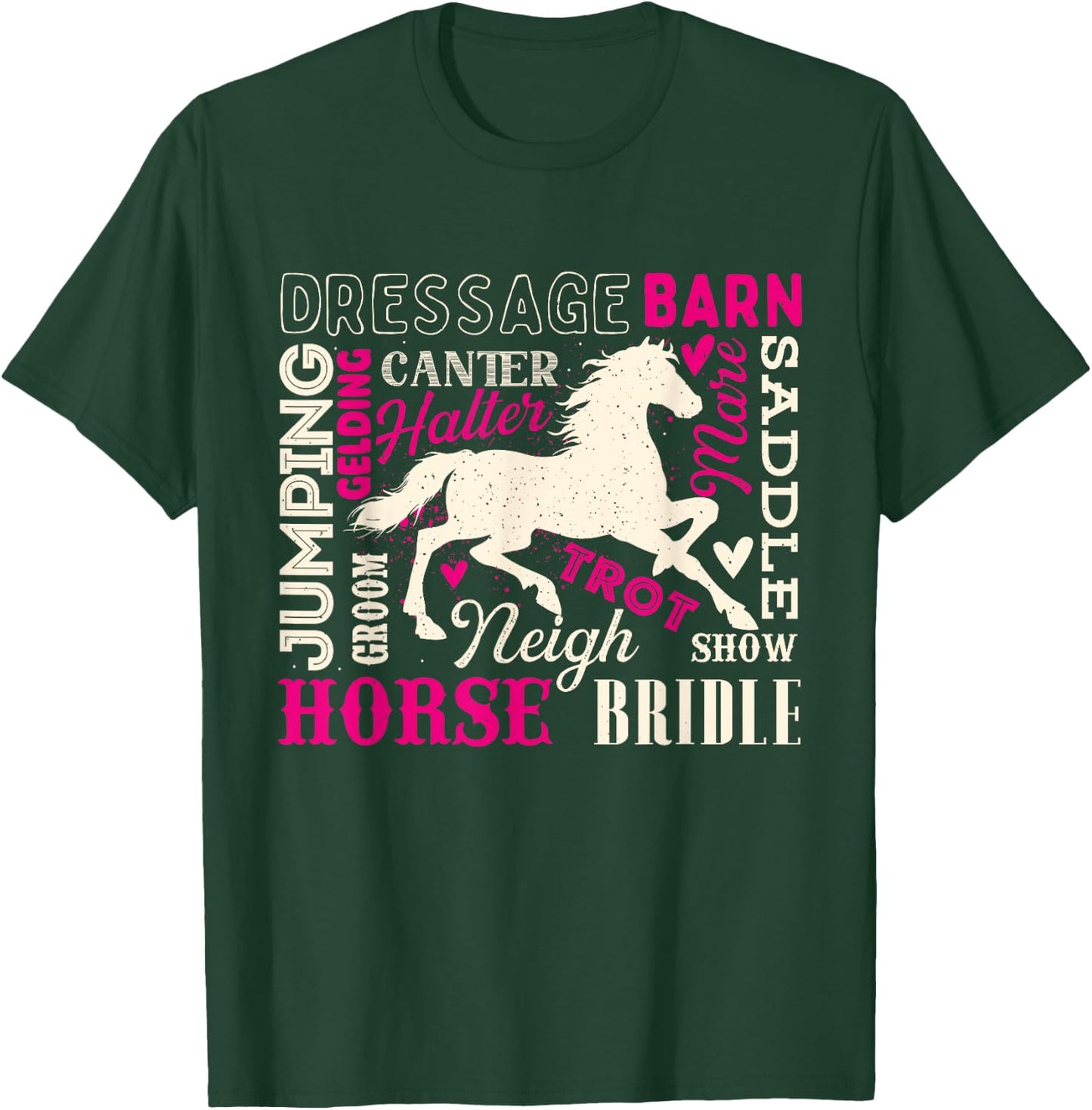 Typography Horses - Horseman Horse Owner Equestrian Riding T-Shirt - T-Shirt | Forest