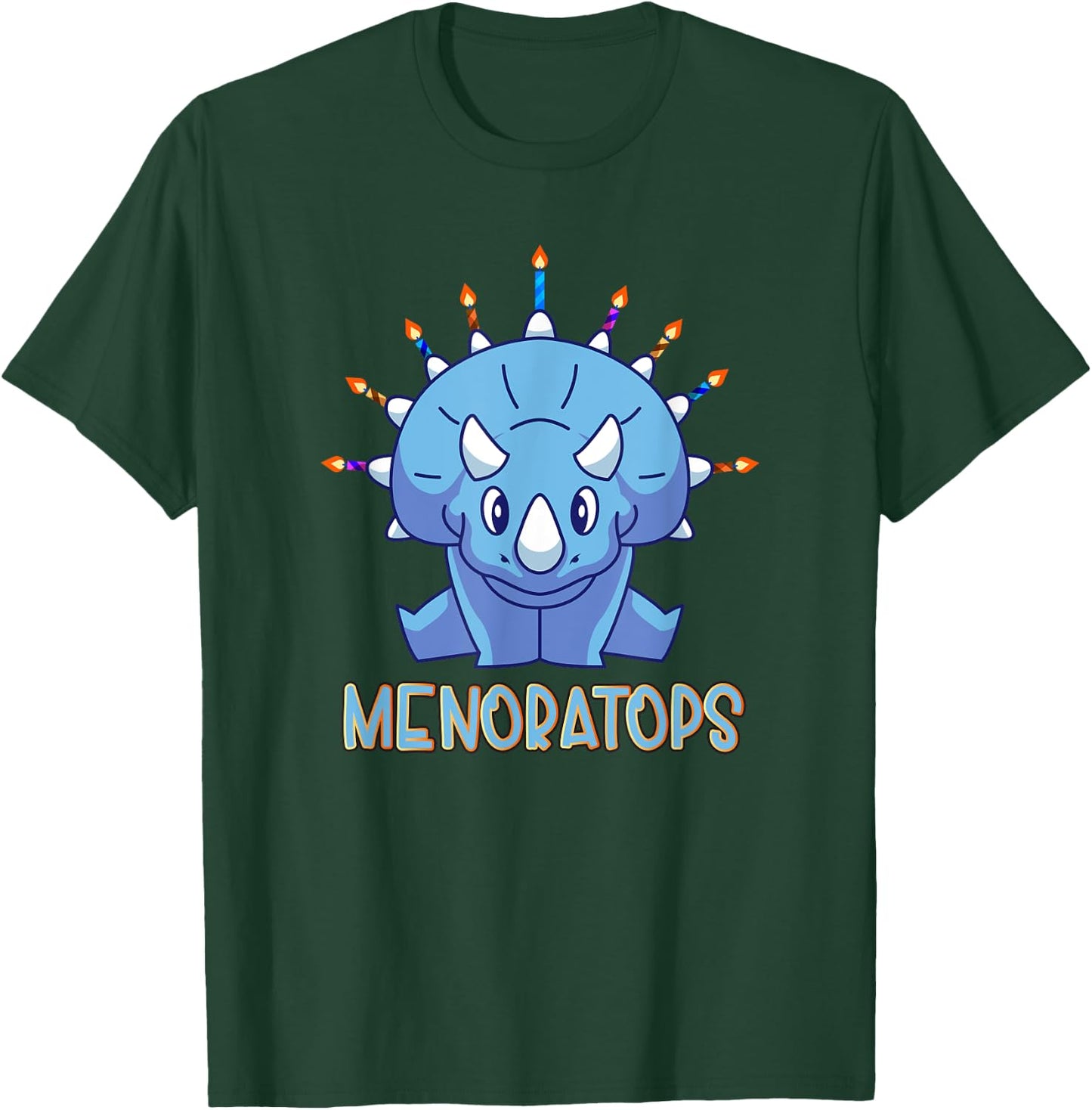 Dinosaur menorah triceratops "menoratops" hanukkah T-Shirt - T-Shirt | Forest