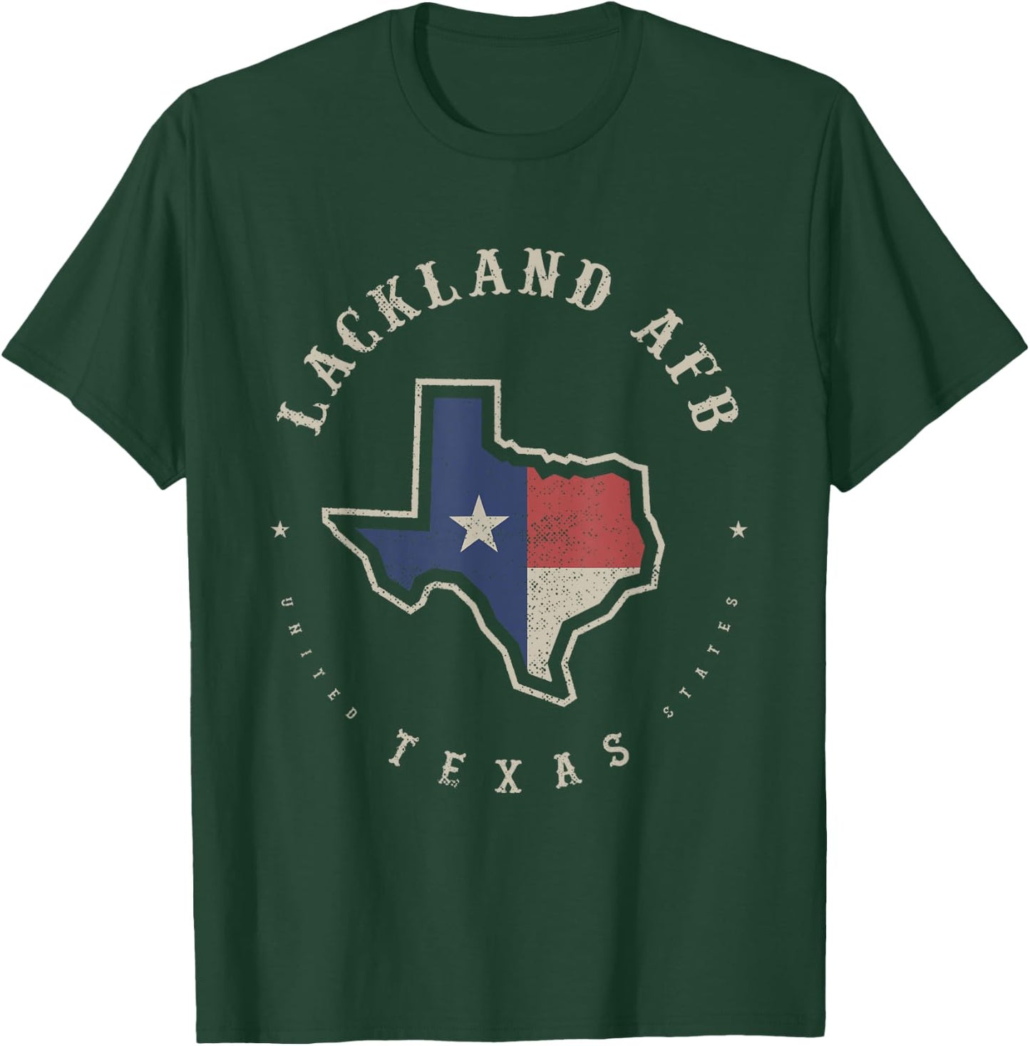 Vintage Lackland AFB Texas State Flag Map Souvenir Gift T-Shirt - T-Shirt | Forest