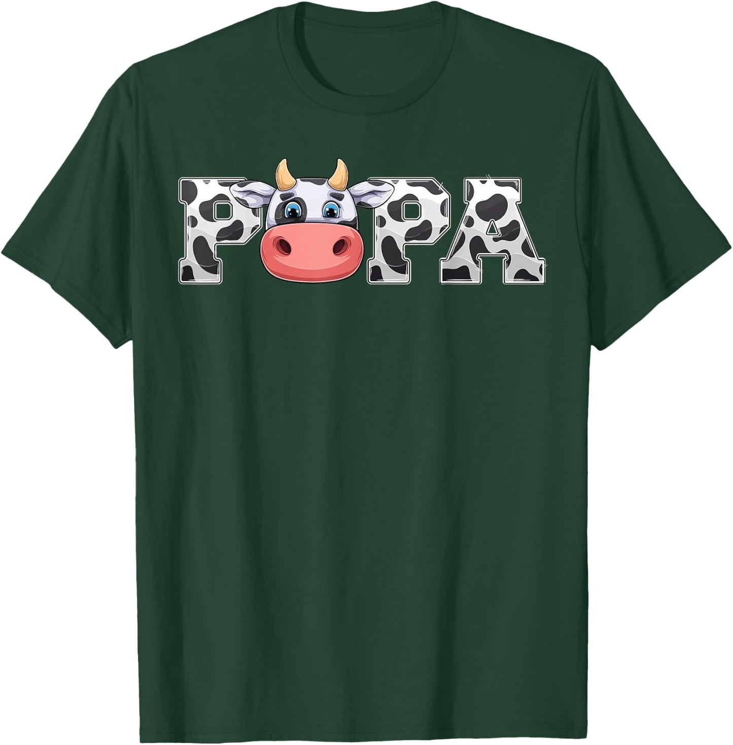 Papa Cow Print Cowboy Animal Pattern Farmer Cow Father Papa T-Shirt - T-Shirt | Forest